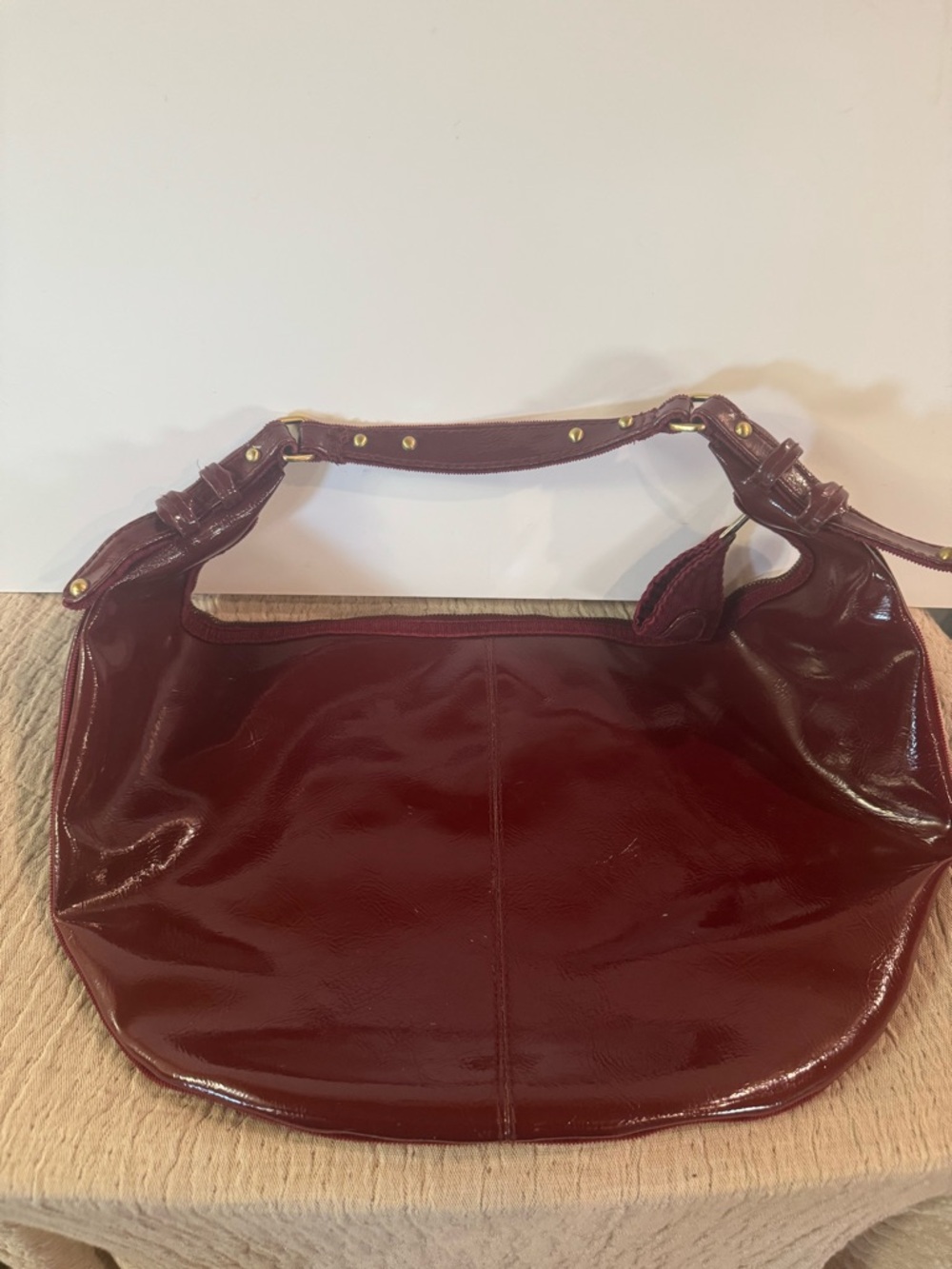 Gap Women’s Burgundy Patent Faux Leather Slouch Shoulder Bag